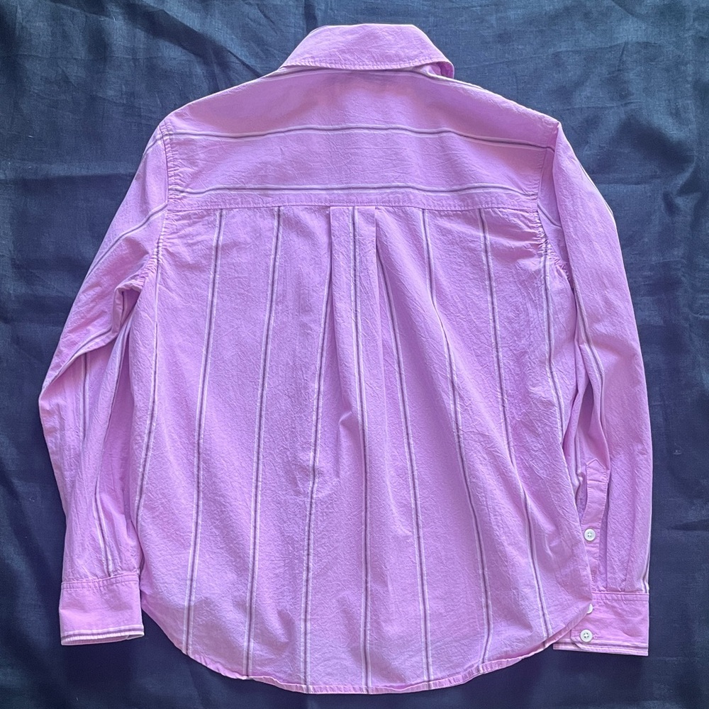Madewell Signature Poplin Oversized Boyshirt in Stripe Pink Striped Shirt - Picture 8 of 10